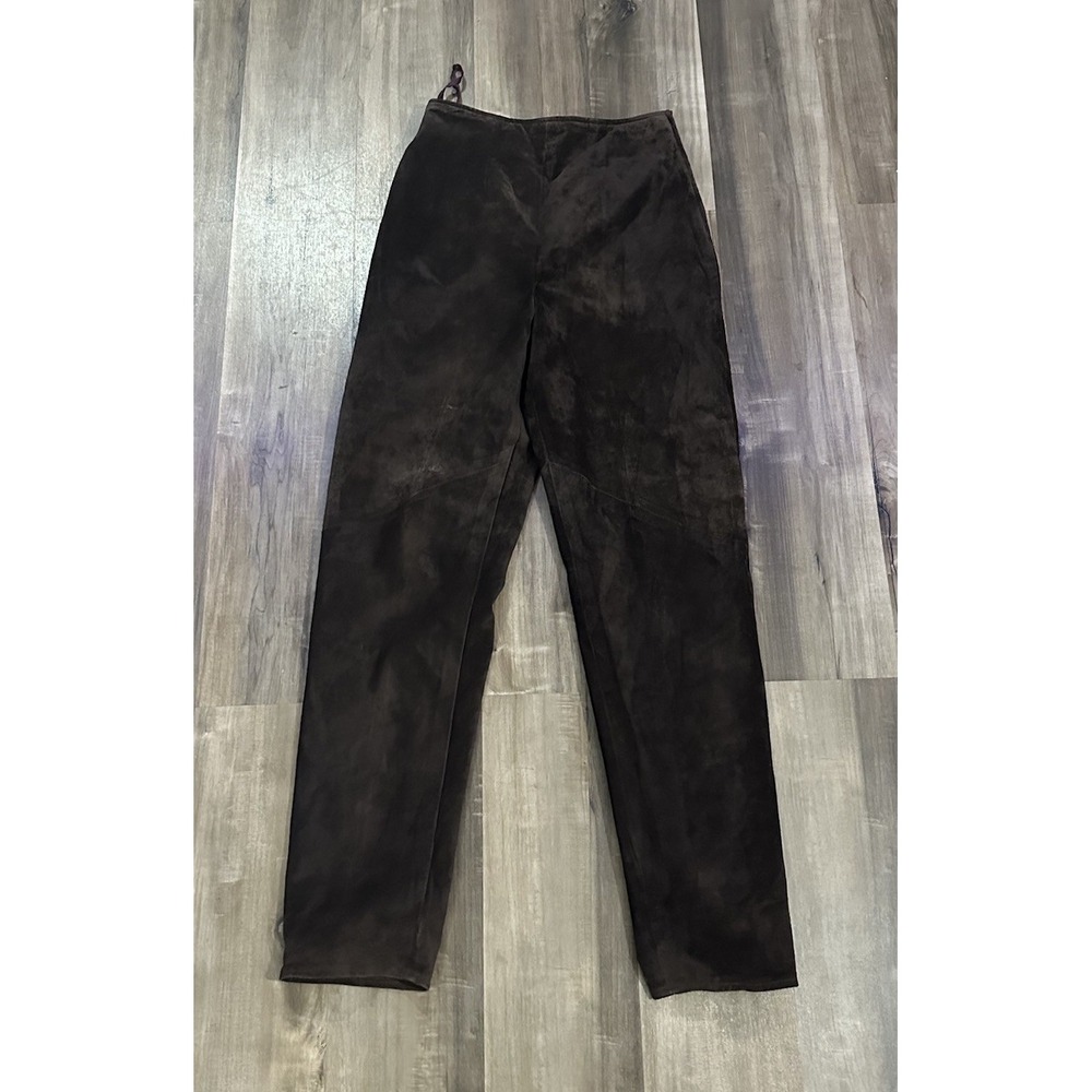 VTG Cache Women's 4 Pull On Pants Brown Pig Suede Leather / Nylon Lined